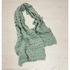 NWT Anthropologie Turquoise Solid Check Scarf Soft Warm Cozy Preppy